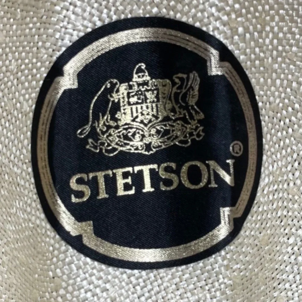 Stetson Straw Fedora Hat Cream Off White Woven Panama Style Size 7 5/8 61cm Luxe - Picture 3 of 15